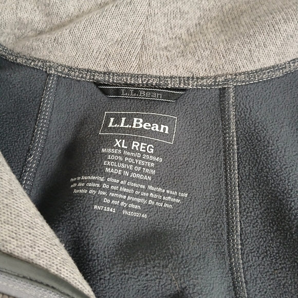 LL Bean Sweater Womens Mock Neck Full Zip Fleece Long Sleeve Dark Grey, Sz XL - Picture 11 of 11